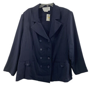 Giorgio Fiorlini Jacket Womens Plus Size 24 Double Breasted Button Navy Blue NWT